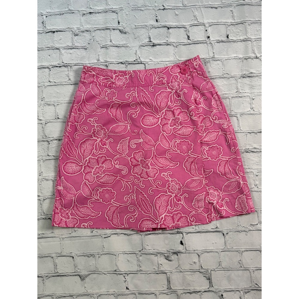 White Stag Skort Size 6 Pink Floral Paisley Wrap Front Y2K Preppy Summer Boho